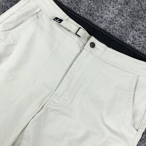 PrAna Pants Mens Large White Breathe Cargo Adjustable Waist Hiking Outdoor